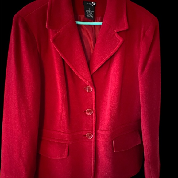 East 5th Red Blazer Jacket Classic Career Peacoat Soft Wool Blend Size 16 Button - Picture 5 of 6